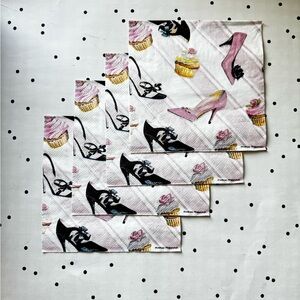 🩷 Decoupage 🩷 set of 4 napkins DIY Stylish Pink and Black Party heels